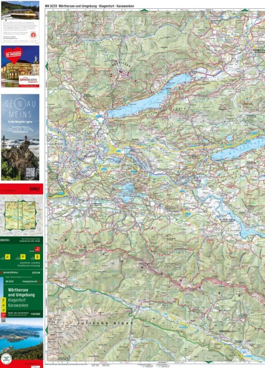 Worthersee, Klagenfurt, Karawanken. Wodoodporna mapa turystyczna WK 0233 wydawnictwa Freytag &amp; Berndt. Strona pierwsza