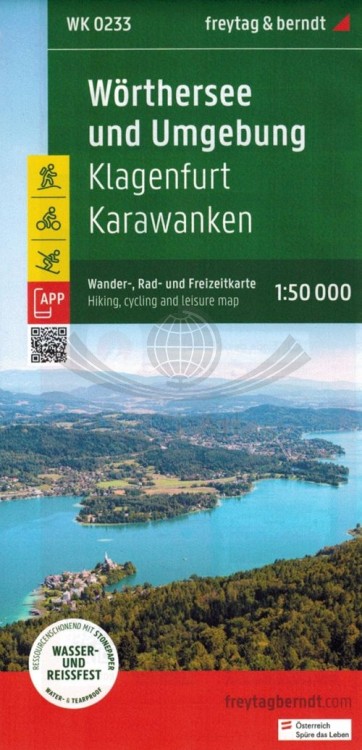 Worthersee, Klagenfurt, Karawanken. Wodoodporna mapa turystyczna WK 0233 wydawnictwa Freytag &amp; Berndt. Okładka