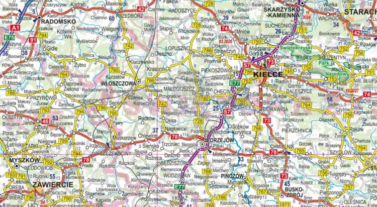 Polska 1:1 000 000. Laminowana mapa samochodowa wydawnictwa ExpressMap. Fragment