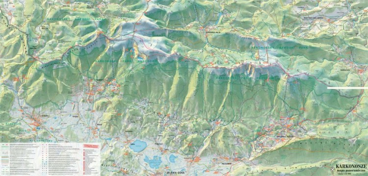 Karkonosze 1:33 000. Laminowana mapa panoramiczna wydawnictwa ExpressMap. Fragment