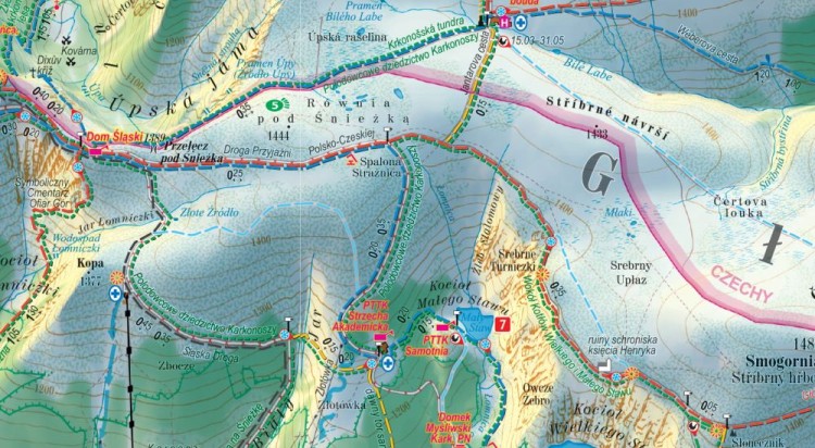 Karkonosze 1:33 000. Laminowana mapa panoramiczna wydawnictwa ExpressMap. Strona pierwsza