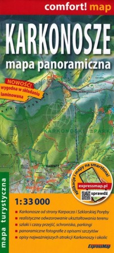 Karkonosze 1:33 000. Laminowana mapa panoramiczna wydawnictwa ExpressMap. Okładka