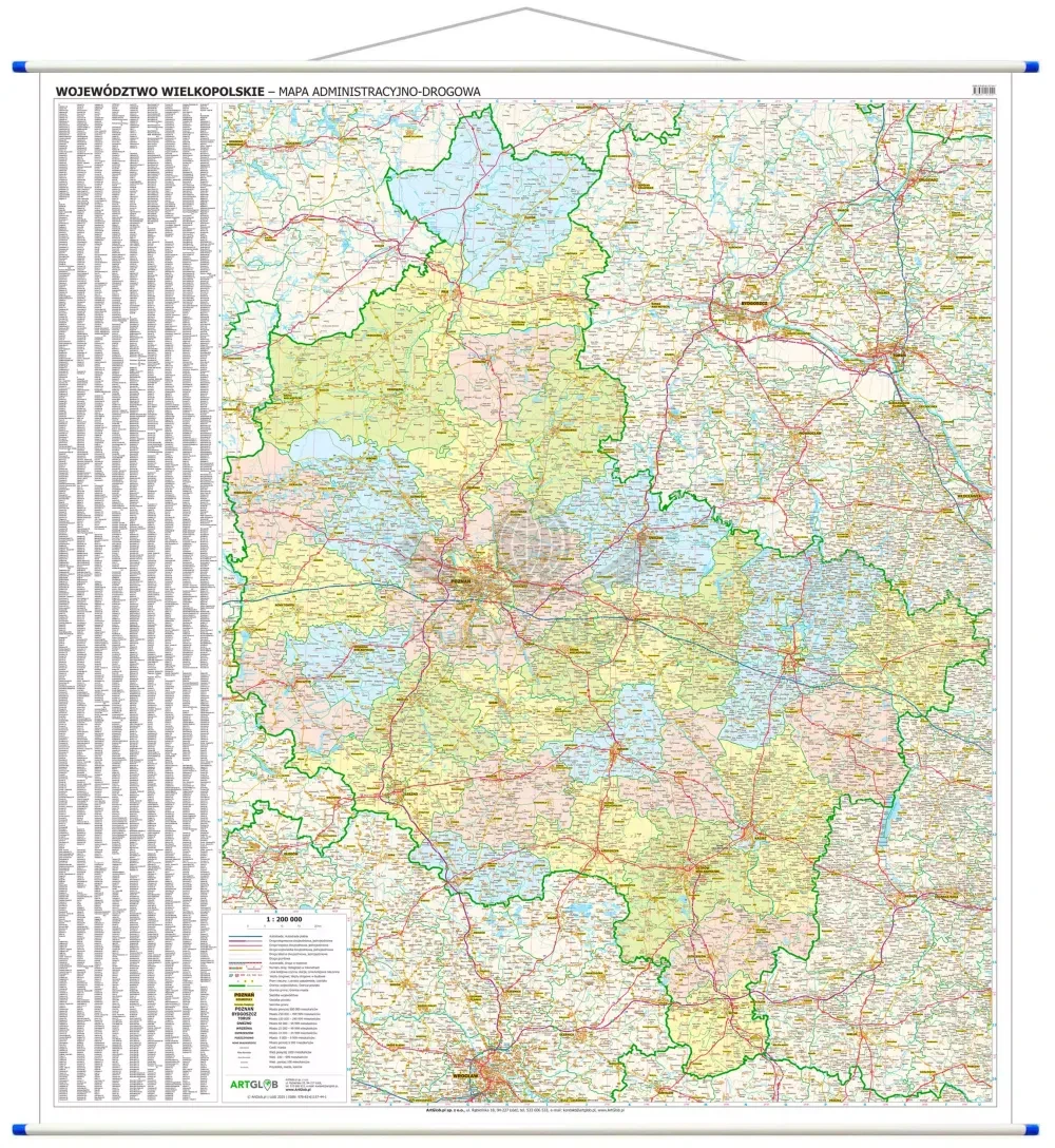 Województwo wielkopolskie. Mapa ścienna administracyjno-drogowa. Wyd. 2025