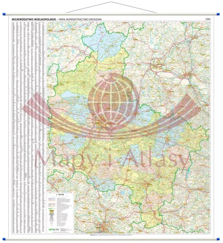 Województwo wielkopolskie. Mapa ścienna administracyjno-drogowa