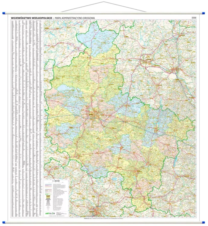 Województwo wielkopolskie. Mapa ścienna administracyjno-drogowa