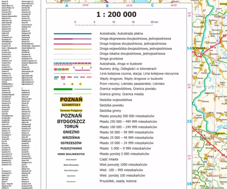 Województwo wielkopolskie. Mapa ścienna administracyjno-drogowa. Legenda