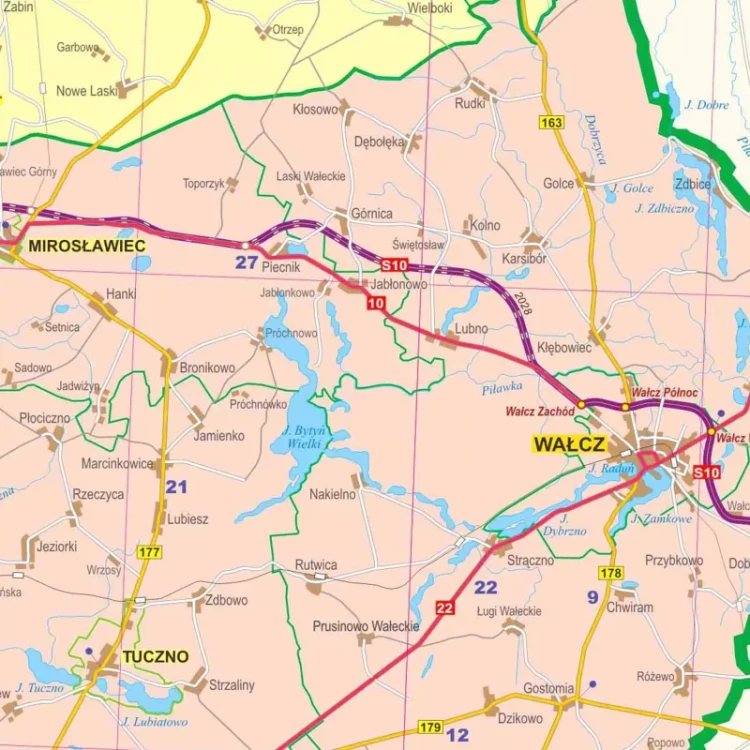 Województwo zachodniopomorskie. Mapa ścienna administracyjno-drogowa. Fragment 4