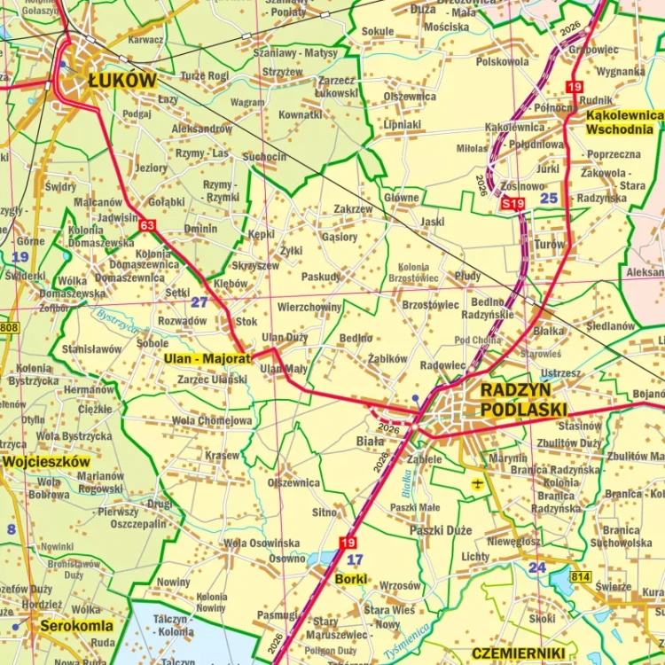 Województwo lubelskie 1:200 000. Mapa ścienna administracyjno-drogowa. Fragment 7