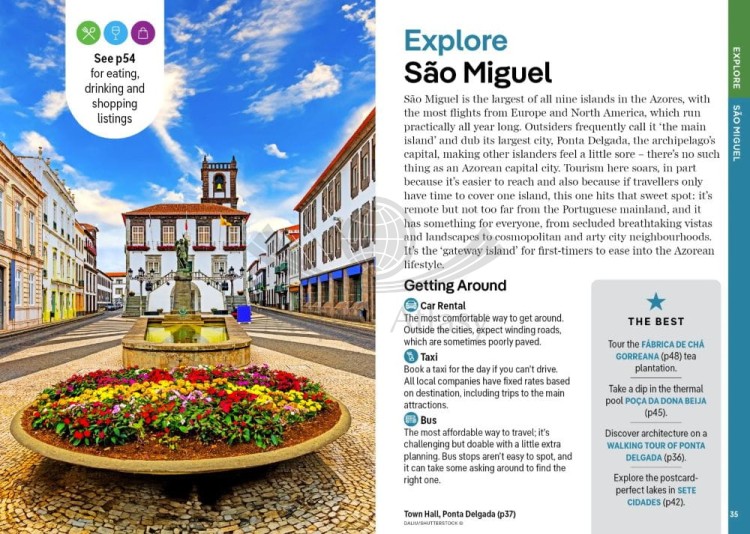 Azory / Azores. Przewodnik Pocket wydawnictwa Lonely Planet. Przykładowe strony 4