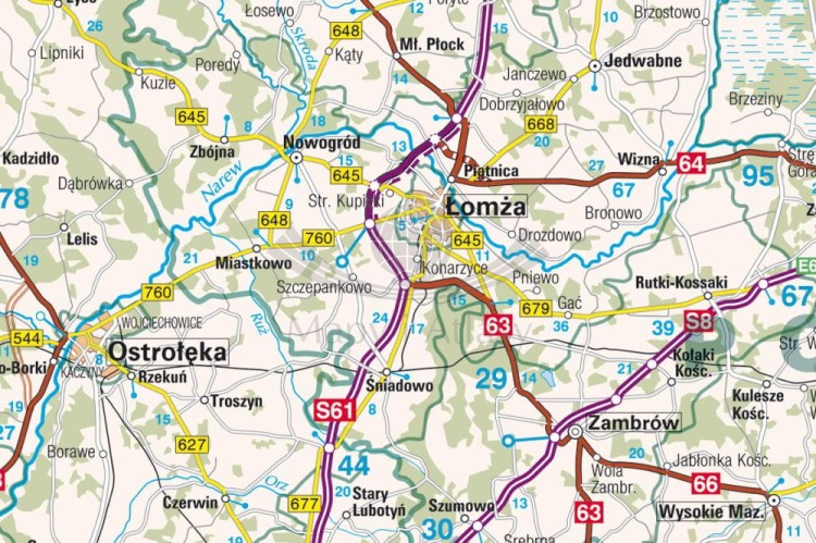 Polska 1:600 000. Mapa ścienna drogowa. Fragment 3