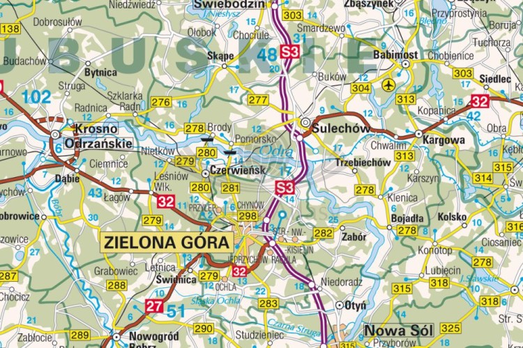 Polska 1:600 000. Mapa ścienna drogowa. Fragment 4