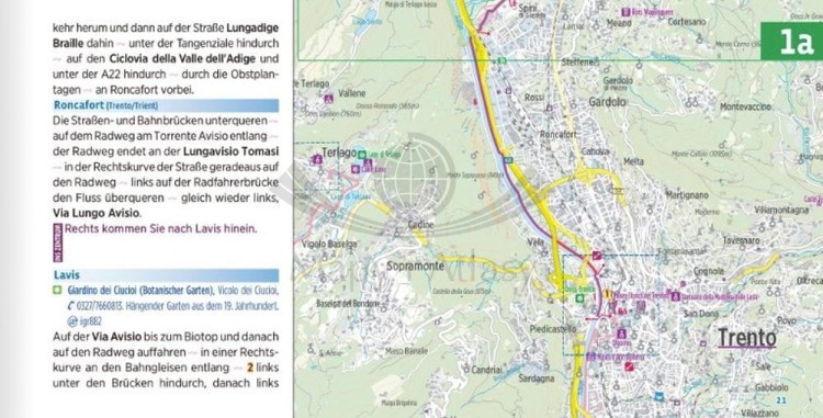 Trentino. Pomiędzy jeziorami Garda, Etsch i Dolomitami. Atlas rowerowy wydawnictwa Verlag Esterbauer. Przykładowe strony 2