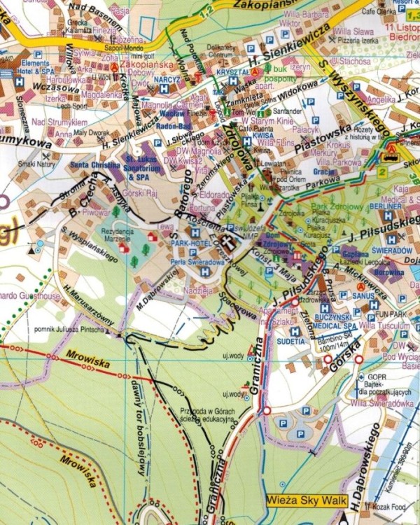 Świeradów-Zdrój 1:10 000. Mapa / Plan miasta wydawnictwa Galileos. Fragment 1