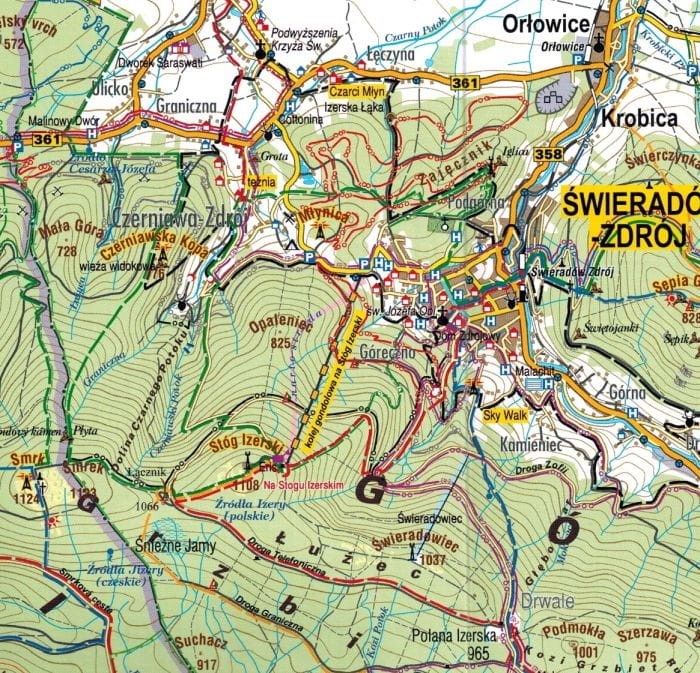 Świeradów-Zdrój 1:10 000. Mapa / Plan miasta wydawnictwa Galileos. Fragment 2