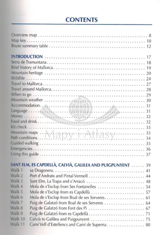 Majorka. 50 tras górskich / Mountain walking in Mallorca. Przewodnik turystyczny wydawnictwa Cicerone. Spis treści 1