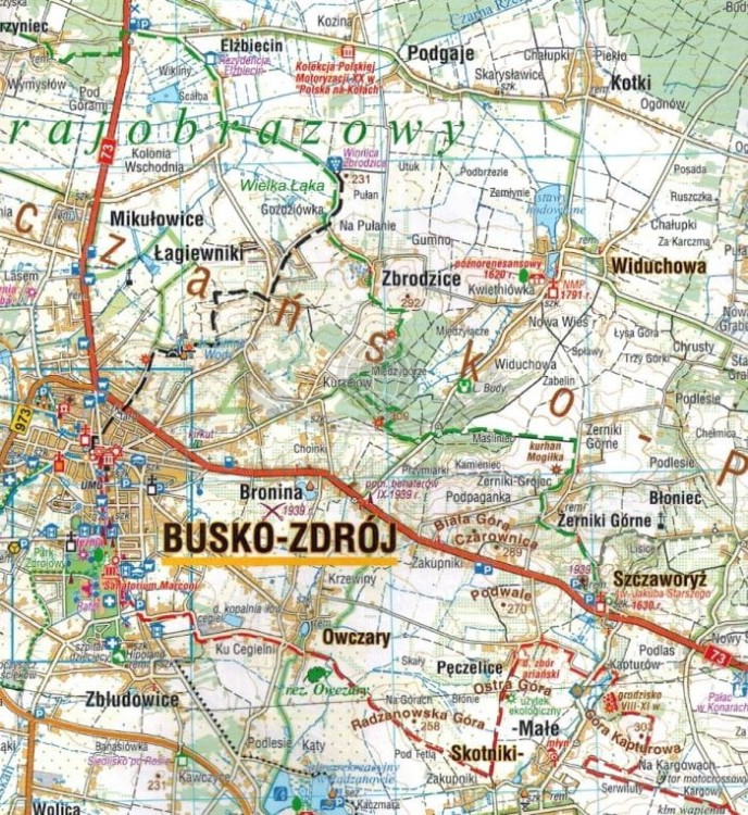 Busko-Zdrój i okolice. Mapa turystyczna / Plan miasta wydawnictwa Compass. Fragment 1
