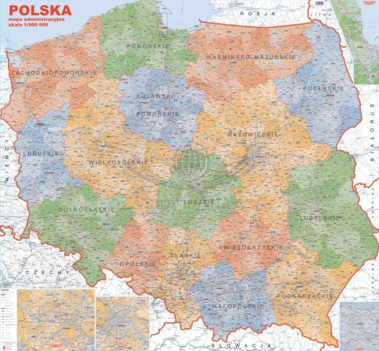 Polska 1:500 000. Mapa ścienna administracyjna
