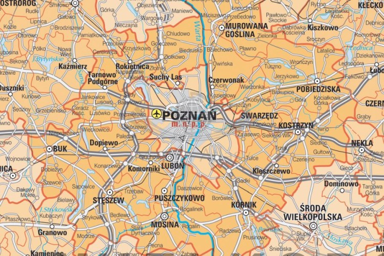 Polska 1:500 000. Mapa ścienna administracyjna. Fragment 1