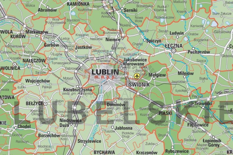Polska 1:500 000. Mapa ścienna administracyjna. Fragment 2