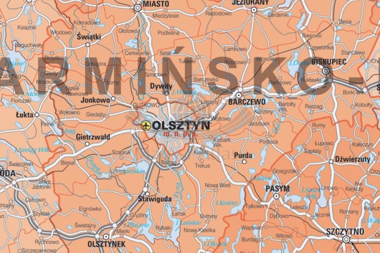Polska 1:500 000. Mapa ścienna administracyjna. Fragment 3