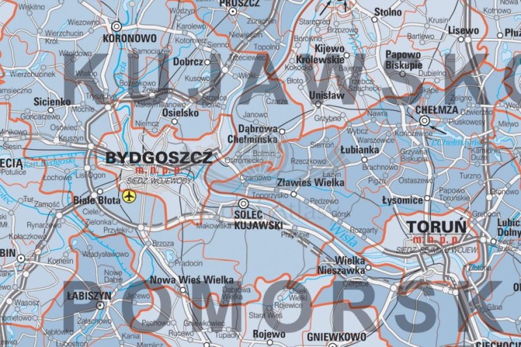Polska 1:500 000. Mapa ścienna administracyjna. Fragment 4