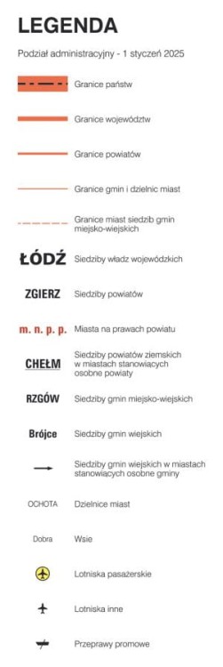 Polska 1:650 000. Mapa ścienna administracyjna. Legenda