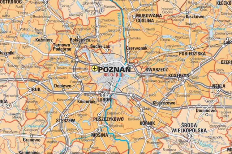 Polska 1:650 000. Mapa ścienna administracyjna. Fragment 1