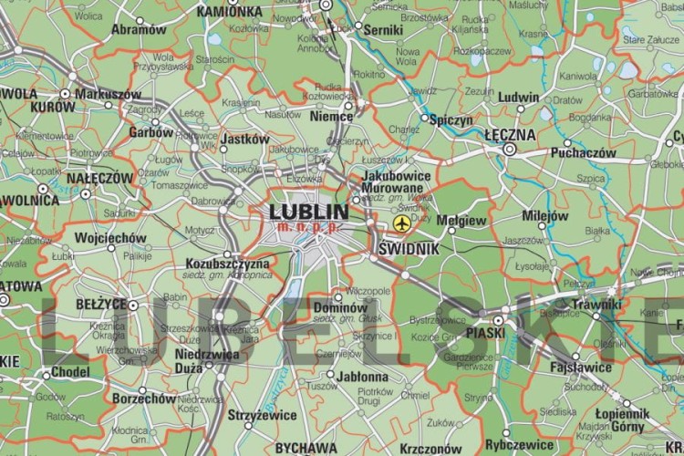 Polska 1:650 000. Mapa ścienna administracyjna. Fragment 2