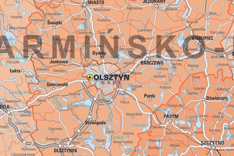 Polska 1:650 000. Mapa ścienna administracyjna. Fragment 3