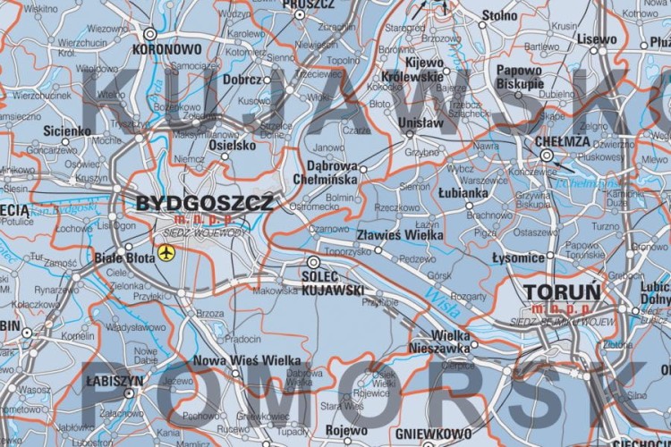 Polska 1:650 000. Mapa ścienna administracyjna. Fragment 4