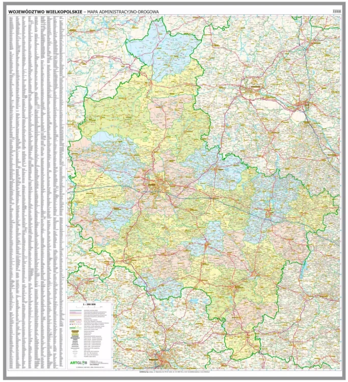 Województwo wielkopolskie. Mapa administracyjno-drogowa. Wersja do wpinania