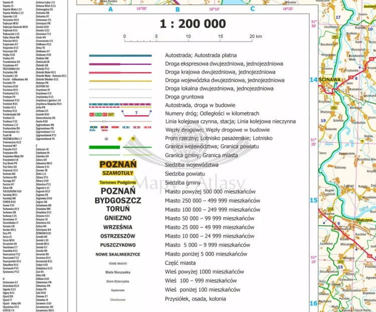 Województwo wielkopolskie. Mapa administracyjno-drogowa. Wersja do wpinania. Legenda