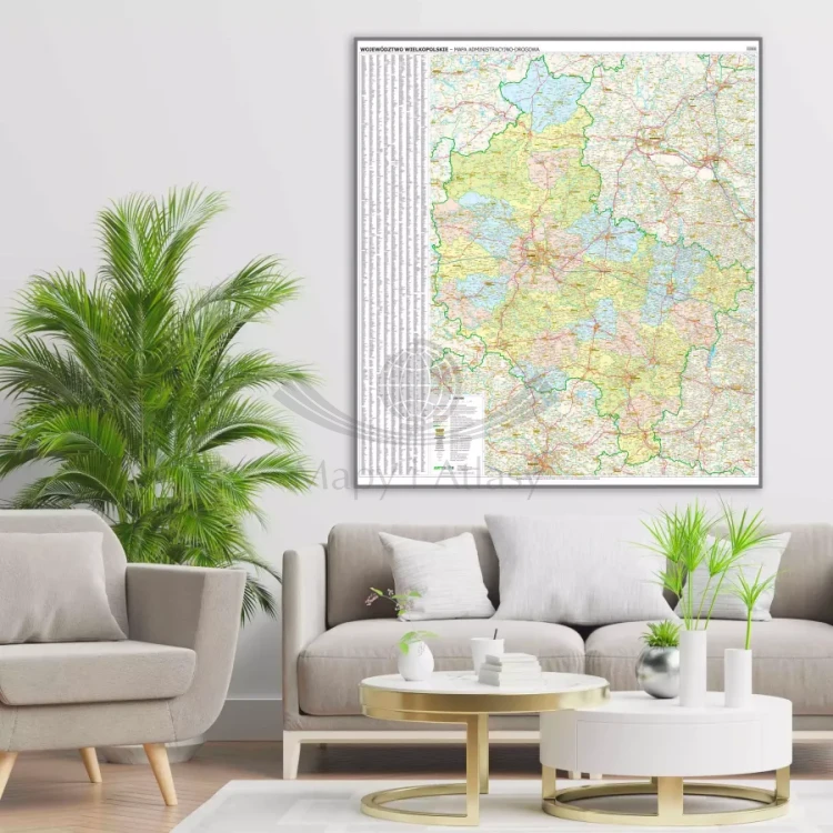 Województwo wielkopolskie. Mapa administracyjno-drogowa. Wersja magnetyczna. Przykład aranżacji