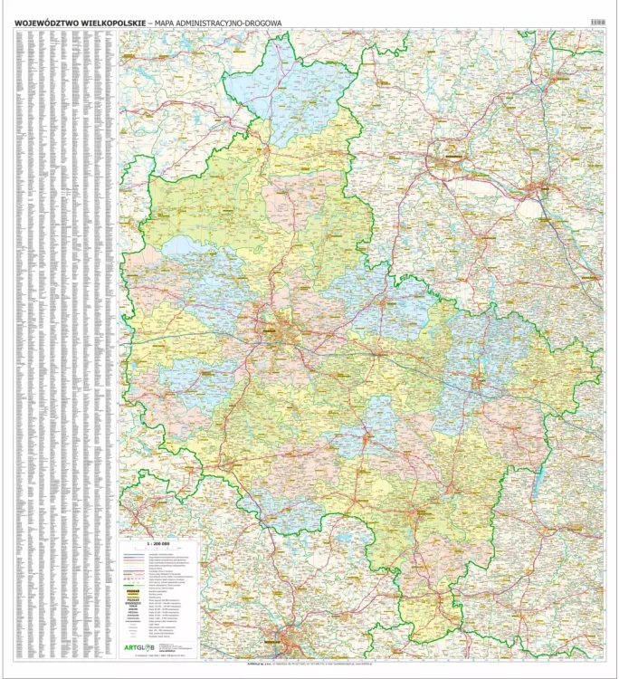 Województwo wielkopolskie. Arkusz, mapa ścienna administracyjno-drogowa