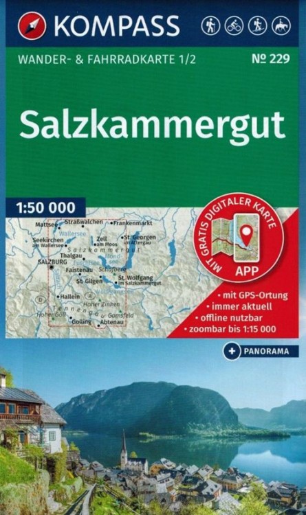 Salzkammergut. Zestaw dwóch map turystycznych 229 wydawnictwa Kompass. Mapa 1 - okładka