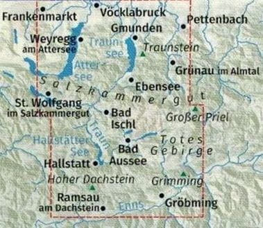 Salzkammergut. Zestaw dwóch map turystycznych 229 wydawnictwa Kompass. Mapa 2 - zasieg