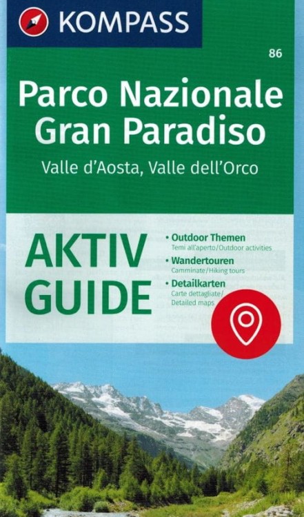 Park Narodowy Gran Paradiso, Dolina Aosty i Orco. Wodoodporna mapa turystyczna 86 wydawnictwa Kompass. Informator - okładka