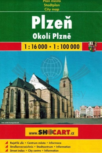 Pilzno i okolice / Plzen. Plan miasta / Mapa turystyczna wydawnictwa Shocart. Okładka