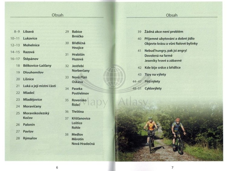 Górne Morawy, Niski Jesionik / Horni Pomoravi, Nizky Jesenik. Mapa turystyczna 460 + Miniprzewodnik wydawnictwa Shocart. Miniprzewodnik - spis treści