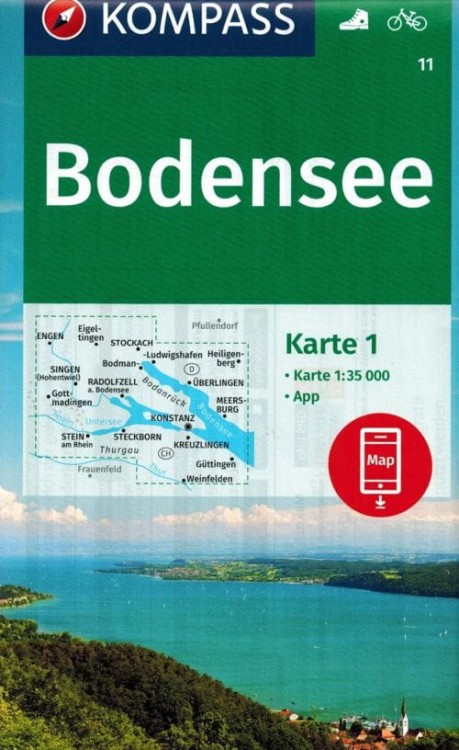 Jezioro Bodeńskie / Bodensee. Zestaw dwóch map turystycznych 11 wydawnictwa Kompass. Mapa 1 - okładka