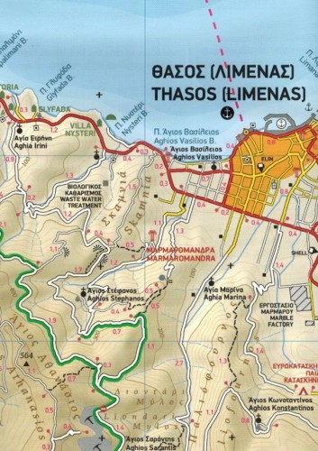 Tasos / Thassos 1:35 000. Wodoodporna mapa turystyczna wydawnictwa Terrain Cartography. Fragment 1