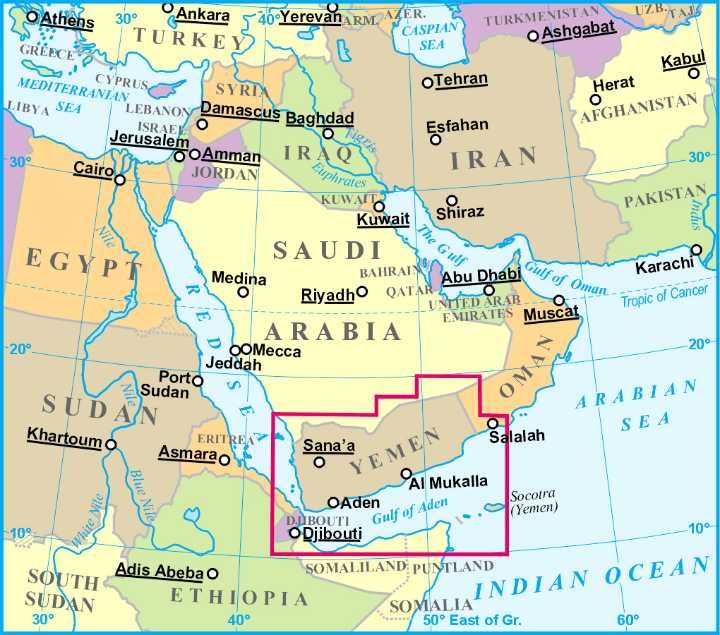 Jemen / Yemen 1:1 250 000. Mapa samochodowo-turystyczna wydawnictwa Gizi Map. Zasięg
