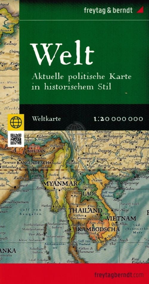 Świat 1:20 000 000. Mapa polityczna i fizyczna w stylu historycznym. Wyd. 2025. Freytag Berndt