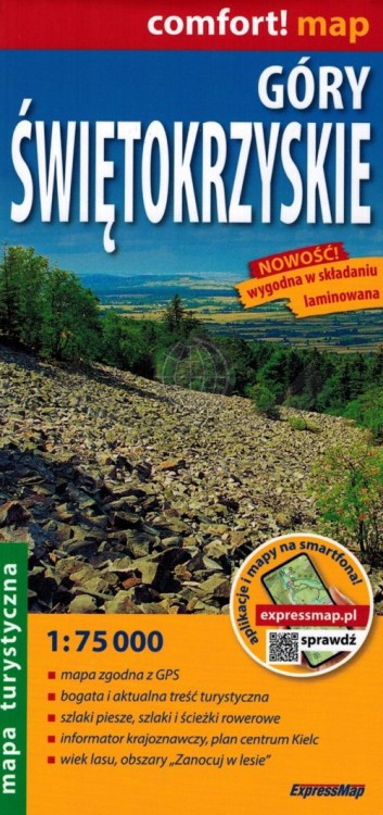 Góry Świętokrzyskie 1:75 000. Laminowana mapa turystyczna wydawnictwa ExpressMap. Okładka