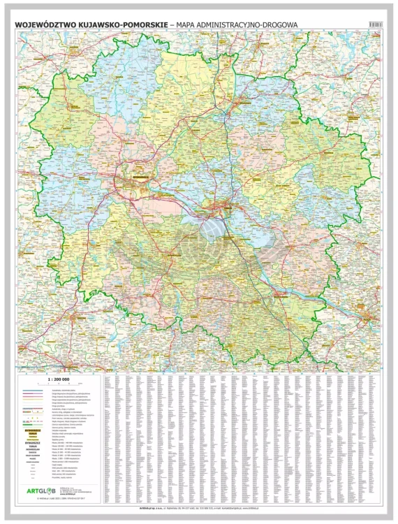 Województwo kujawsko-pomorskie. Mapa administracyjno-drogowa. Wersja magnetyczna