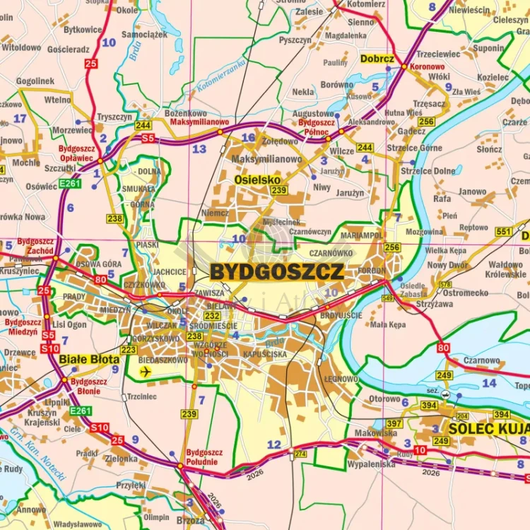 Województwo kujawsko-pomorskie. Mapa administracyjno-drogowa. Wersja magnetyczna. Fragment 4