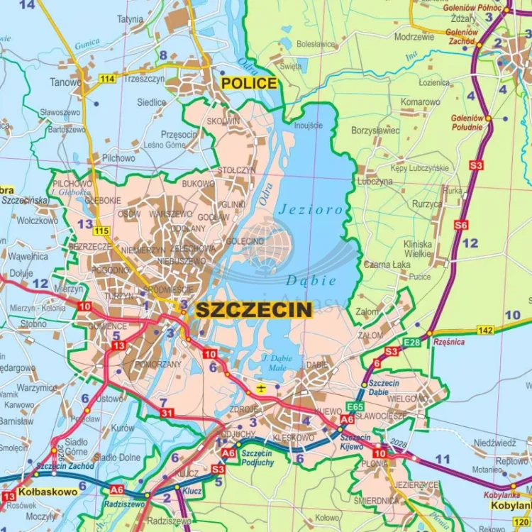 Województwo zachodniopomorskie. Mapa administracyjno-drogowa w ramie drewnianej. Fragment 1