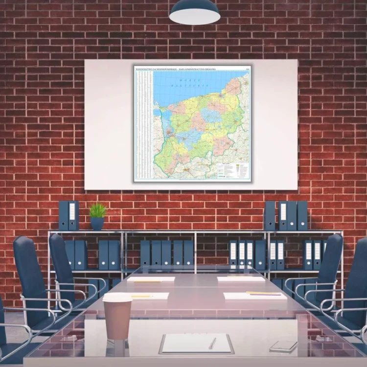 Województwo zachodniopomorskie. Mapa administracyjno-drogowa. Wersja do wpinania. Przykład aranżacji