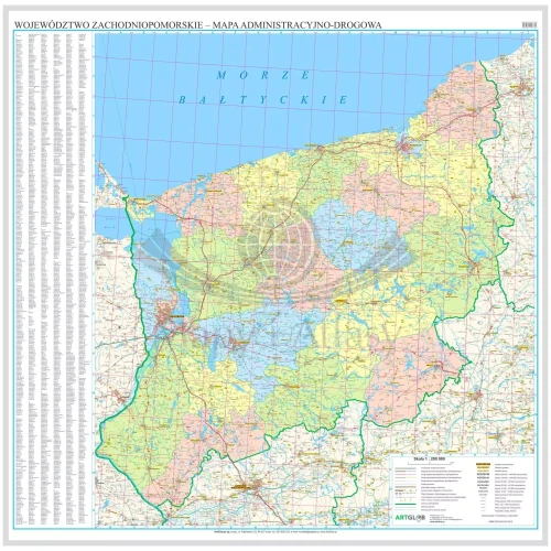 Województwo zachodniopomorskie. Mapa administracyjno-drogowa. Wersja magnetyczna