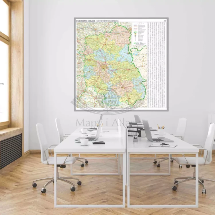 Województwo lubelskie. Mapa administracyjno-drogowa. Wersja do wpinania. Przykład aranżacji